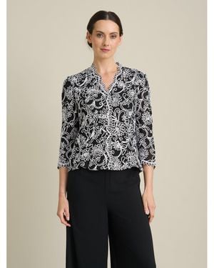 Gina Bacconi Lia Embroider Blouse And Scallop Detail - Multicolour