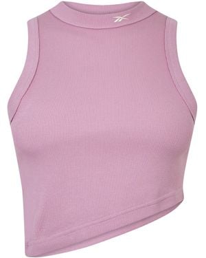 Reebok Classics Cropped Ribbed Tank Top - Purple