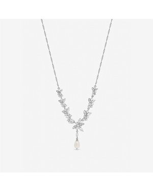 Jon Richard Rhodium Crystal Freshweater Pearl Y-Drop Necklace - Metallic