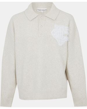 The Couture Club Textured Soft Knit Relaxed Fit Knitted Top - White