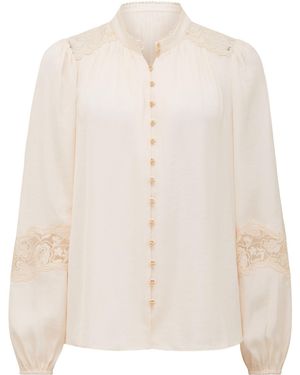 Forever New Annalise Lace Sleeves Blouse - Natural