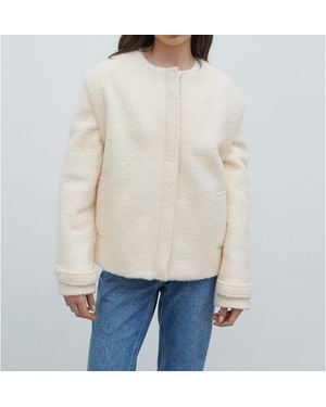 Pretty Lavish Lilia Cropped Boucle Jacket - White