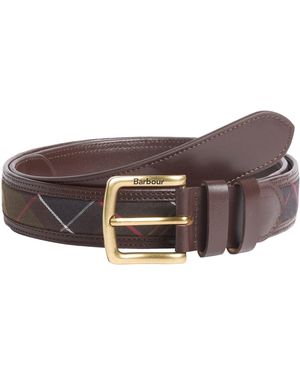 Barbour Girvan Tartan Leather Belt - Brown