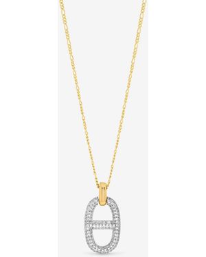 Jon Richard 18K Plated Two Tone Pave Link Necklace - Metallic