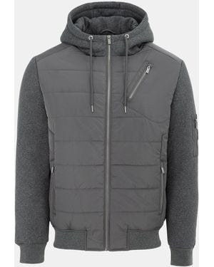 Firetrap Fleece Hooded Long Sleeve Hybrid Jacket - Grey