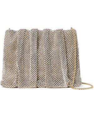 Loeffler Randall Ember Diamanté Gathered Clutch Bag - Grey