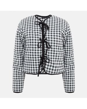 I Saw It First Gingham Tie Detail Long Sleeve Field Jacket - Black