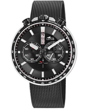 Lotus Stainless Steel Sports Analogue Quartz Watch - Black