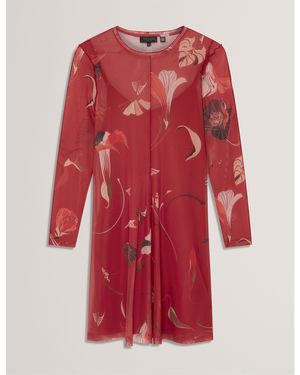 Ted Baker Print Mini Dress - Red