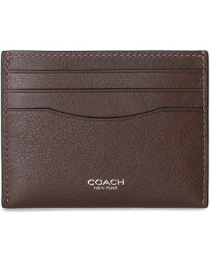 COACH Full-Grain Leather Card Case - Brown