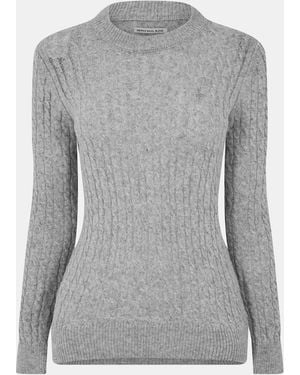 Jack Wills Jack Tinsbury Merino Wool Blend Cable Knitted Jumper - Grey