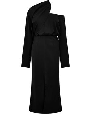 Odd Muse Draped One Shoulder Midi Dress - Black