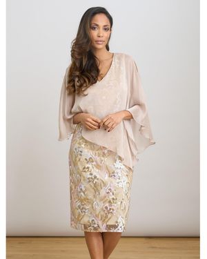 Gina Bacconi Monroe Short Embroidered Dress - Natural