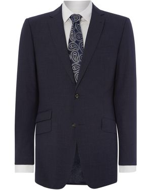 Simon Carter Textured Regular Fit Suit Jacket - Blue