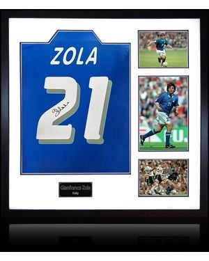 The Fan Cave Gianfranco Zola Signed Italy Shirt Elite Frame - Blue