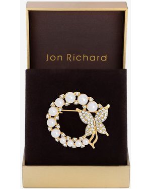 Jon Richard Plated Pearl Butterfly Brooch - Black