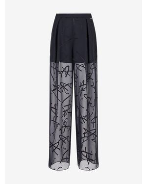ARMANI EXCHANGE High-Waisted Straight Trousers - Blue