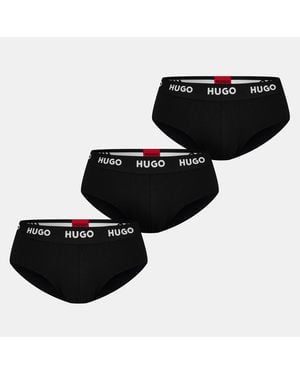 HUGO 3-Pack Cotton Logo Briefs - Black