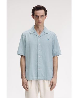 Fred Perry Gingham Short Sleeve Shirt - Blue
