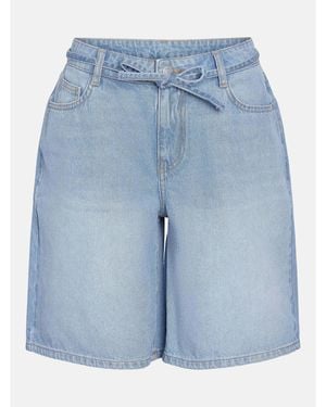 Noisy May Loose Cotton Denim Shorts - Blue