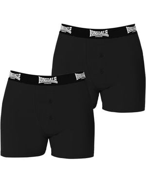 Lonsdale London 2 Pack Boxer Shorts - Black