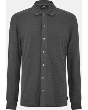 Paul Smith Button Waffle Long Sleeve Polo Shirt - Grey