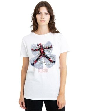 Deadpool Christmas Snow Angel T-Shirt - White