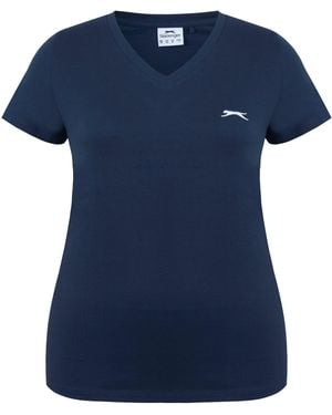 Slazenger 1881 Ladies V Neck Tee Shirt - Blue