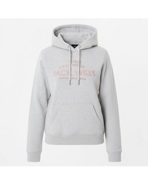 Jack Wills Hunston Graphic Logo Hoodie - Grey
