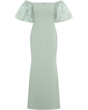 Gina Bacconi Puff-Sleeve Maxi Dress - Green