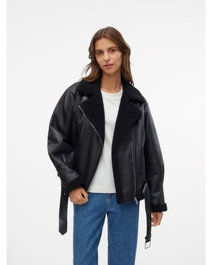 Vero Moda Joanna Aviation-Inspired Structured Aviator Jacket - Black