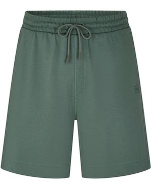 BOSS Mid-Length Elasticated Drawstring Fleece Shorts - Green