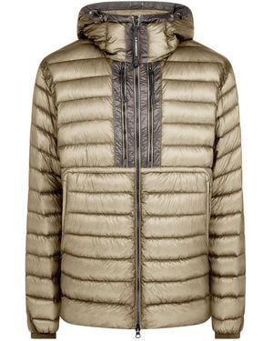 C.P. Company D.D. Shell Goggle Duck Down Waterproof Windproof Hooded Short Puffer Jacket - Green
