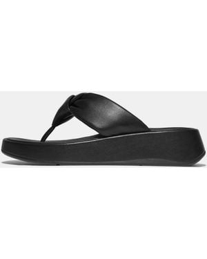 Fitflop F-Mode Knot Flatform Toe-Post Sandals - Black