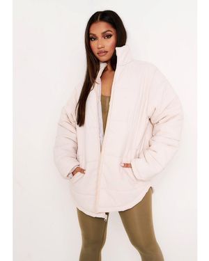 Missy Empire Oversized Long Sleeve Medium Puffer Jacket - Pink