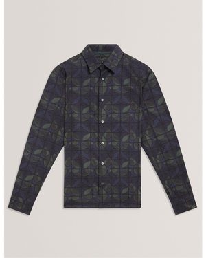 Ted Baker Long-Sleeve Floral Patterned Shirt - Blue