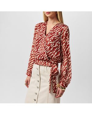 Vero Moda Rie Wrap Long-Sleeve Blouse - Red