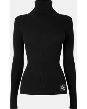 Calvin Klein Roll Neck Knitted Top - Black