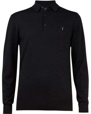 AllSaints Mode Merino Ls Polo - Black