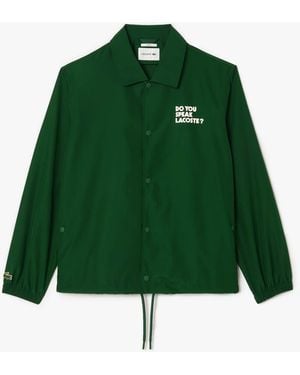 Lacoste Lightweight Showerproof Ripstop Coach Jacket - Green