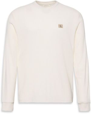 Calvin Klein Ckj Waffle Long-Sleeve T-Shirt - White