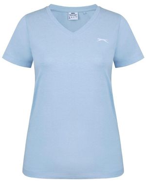 Slazenger 1881 Ladies V Neck Tee Shirt - Blue