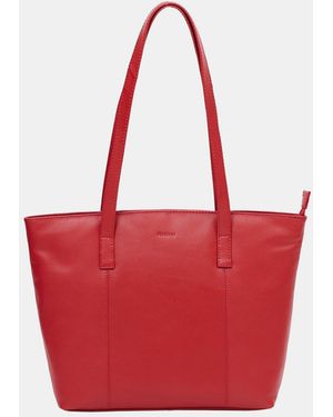 Firetrap Work Leather Zip Tote Bag - Red