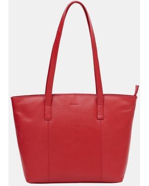 Firetrap Work Leather Zip Tote Bag - Red