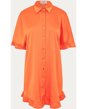 AX Paris Frill Detail Button Front Shirt Dress - Orange