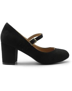 Where's That From Araceli Wide Fit Block Heel Mary Jane Court Shoes - Black