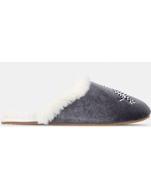 Biba Embroidered Mule Slippers - Blue