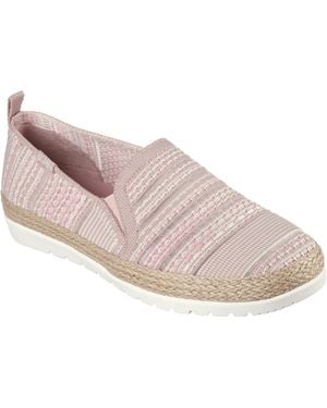 Skechers Engineered Woven Twin Gore Slip On Espadrilles - Pink
