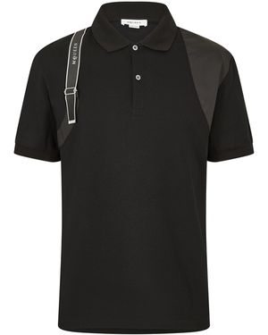 McQueen Alex Harness Short Sleeve Polo Shirt - Black