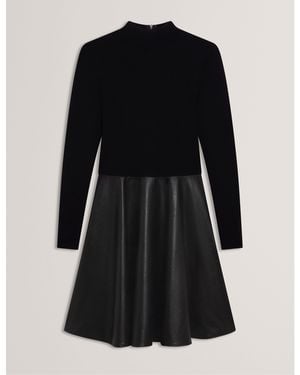 Ted Baker Faux Midi A-Line Dress - Black